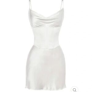 Heiress Beverly Hills white corset satin slip mini dress NWOT